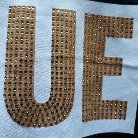 TRUE RELIGION Womens Size Small Long Sleeve Tee T-Shirt Black Embellished Gold - Picture 8 of 10